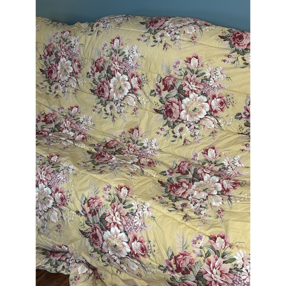 Vtg Ralph Lauren SOPHIE BROOKE Floral Full Queen Comforter Yellow USA Cottage - Picture 10 of 12